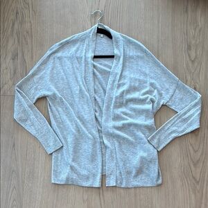 Vince | Light Gray | Cardigan Sweater with Ribbed Knit Texture at hem